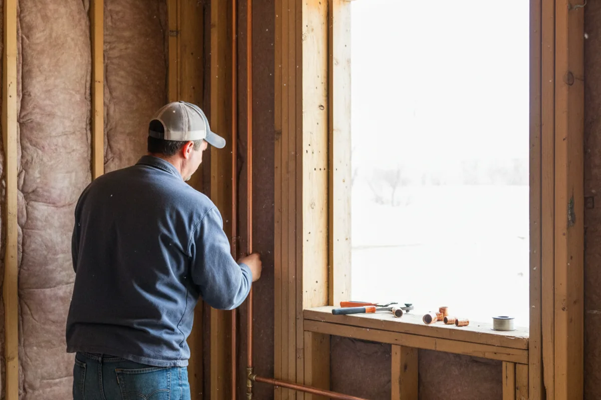 Licensed plumber running new copper supply lines in a Agawam home