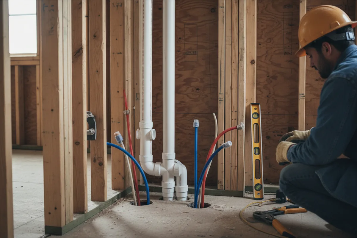 Drain and supply rough-in during Sump Pump Repair in Agawam
