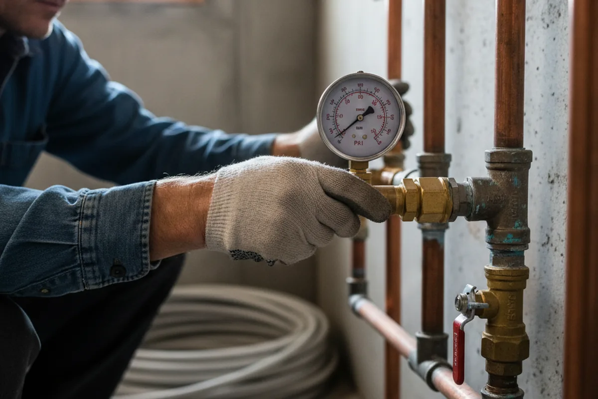 Pressure testing a repaired line during Water Line Repair in Agawam